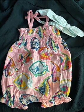 Mud Pie Pink Fish Print Bubble
